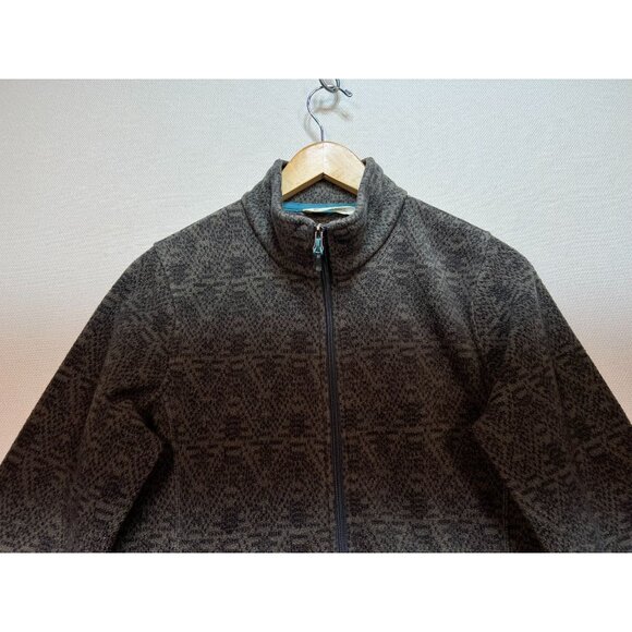 Woolrich Womens Fleece Jacket Size M Slate Gray Geo Full Zip Mock Neck Outdoors - Picture 4 of 11